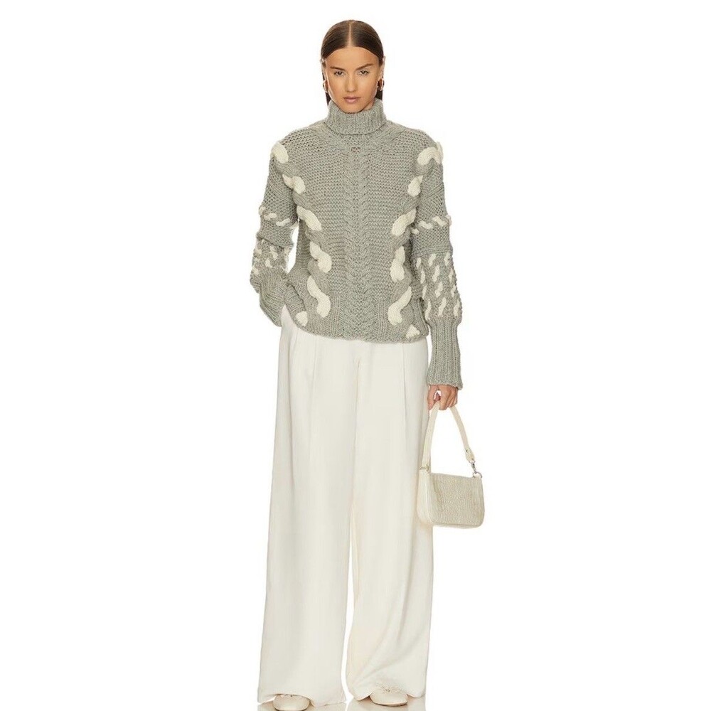 The Knotty Ones Barbora Turtleneck Sweater Womens M Dove Grey Wool Handmade $528 - Picture 4 of 8